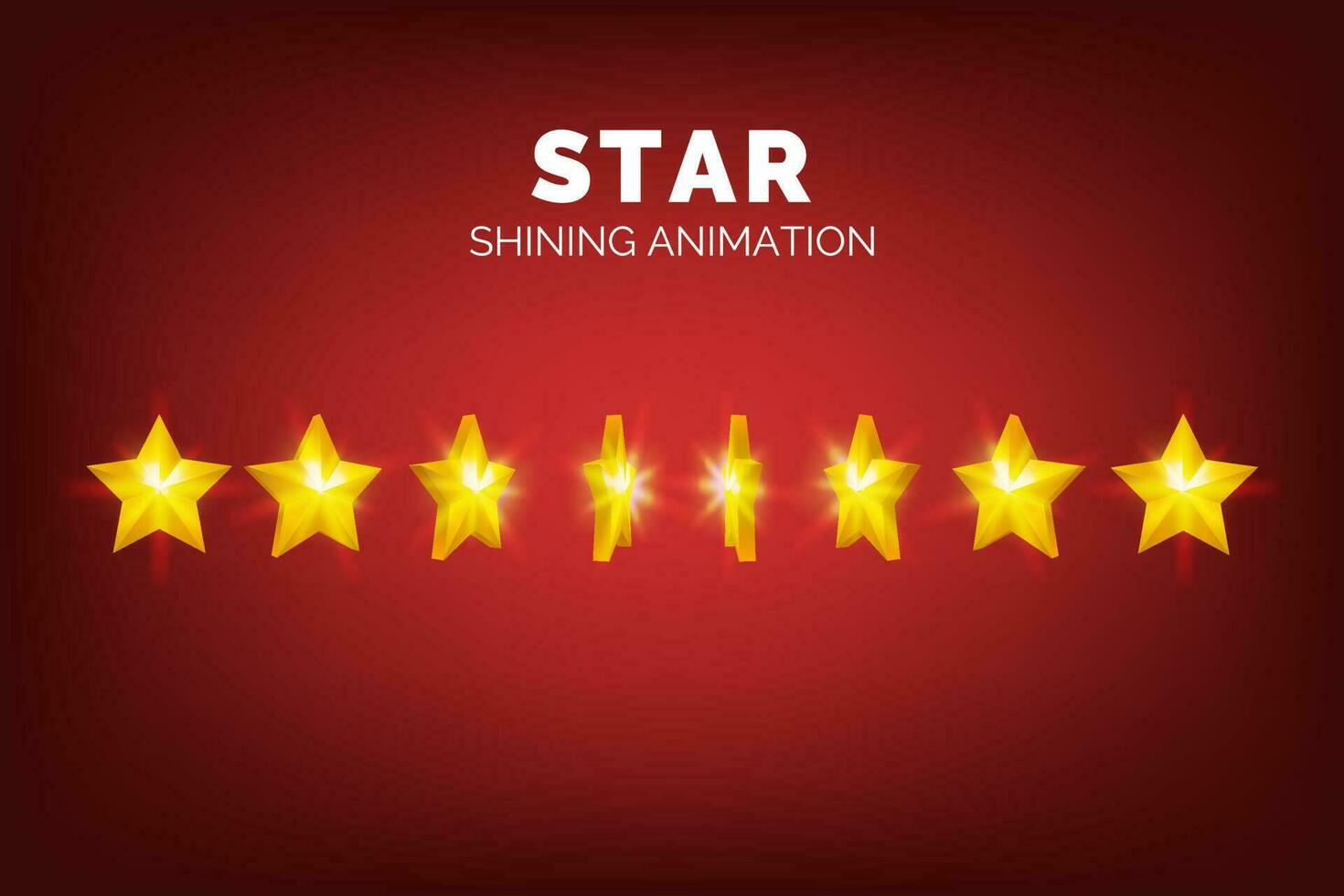 Spinning 3D gold star, animated golden shapes rotate. These golden vector elements are perfect for representing bonuses, jackpots, high scores or 1st place wins. Glossy icons of yellow stars.