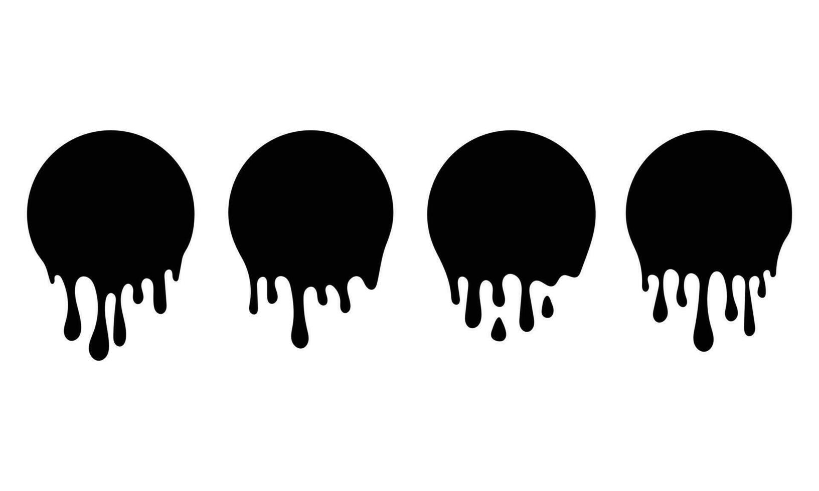 Paint dripping round icons. Dripping liquid. Paint flows. Current paint, stains. Current drops. Current inks. Vector illustration.