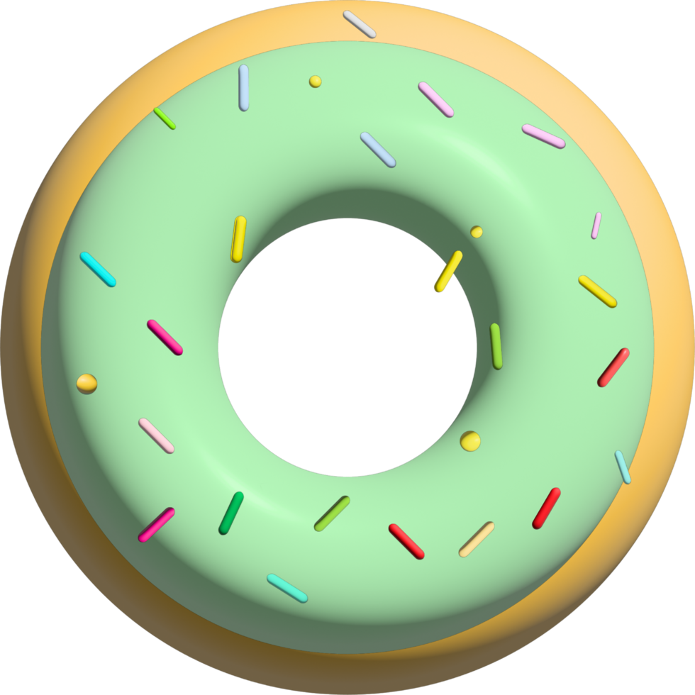 3d rendering picture.Delicious glazed doughnuts with sprinkles. View from above. png