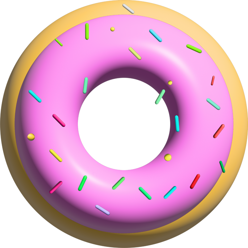 3d rendering picture.Delicious glazed doughnuts with sprinkles. View from above. png