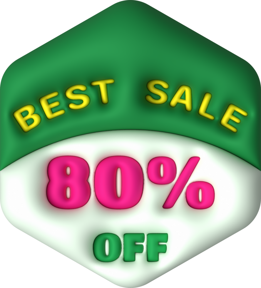 Sale banner design,Shopping deal offer discount,Best sale 80 percent off. 3d illustration png