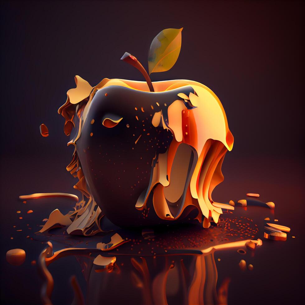 Burning apple. Illustration on dark background. Eps 10 file., Image photo