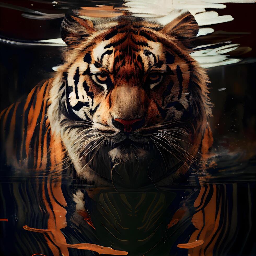 Beautiful tiger in water. Portrait of a tiger in water., Image photo