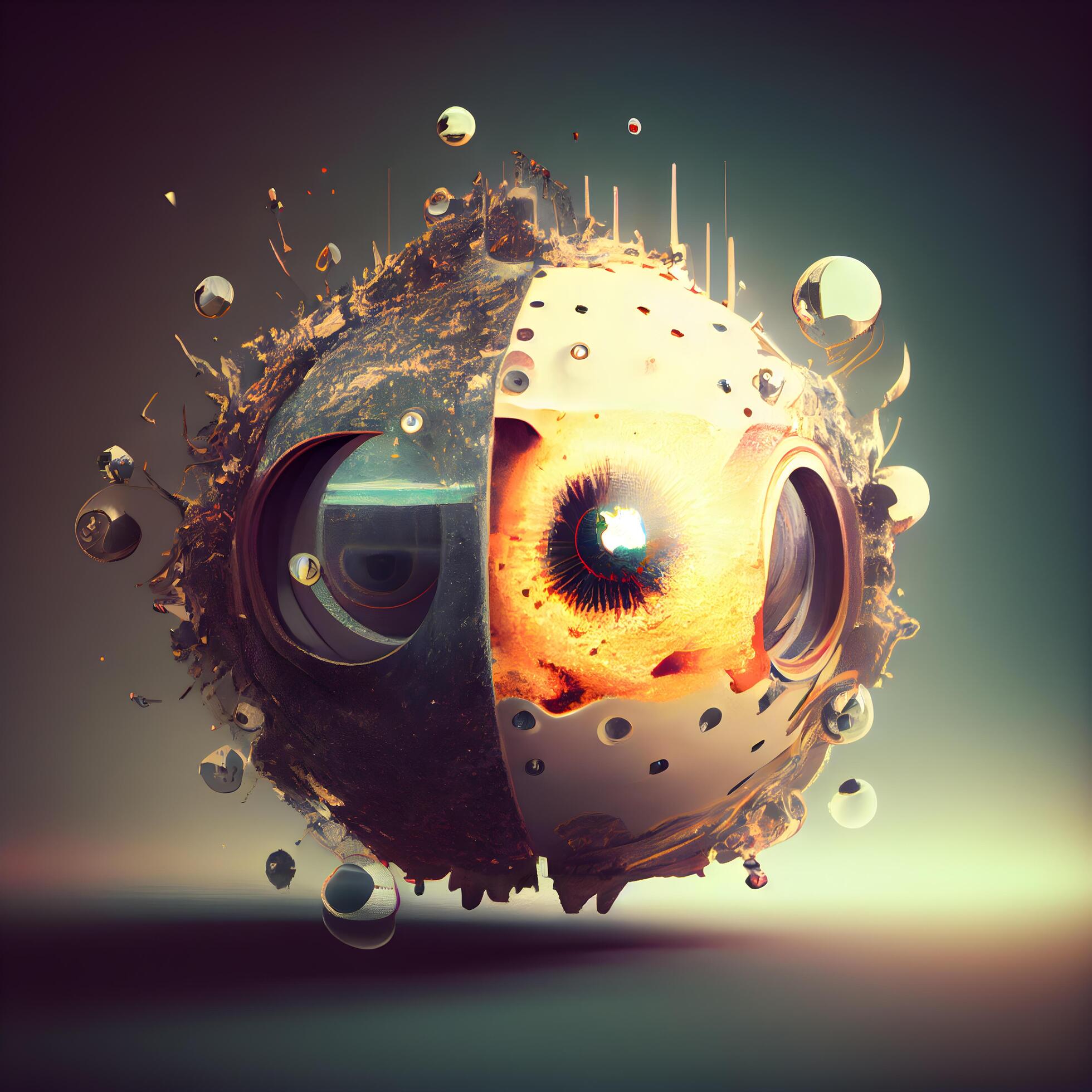 Eye in abstract space. 3d illustration. Computer generated image., Ai
