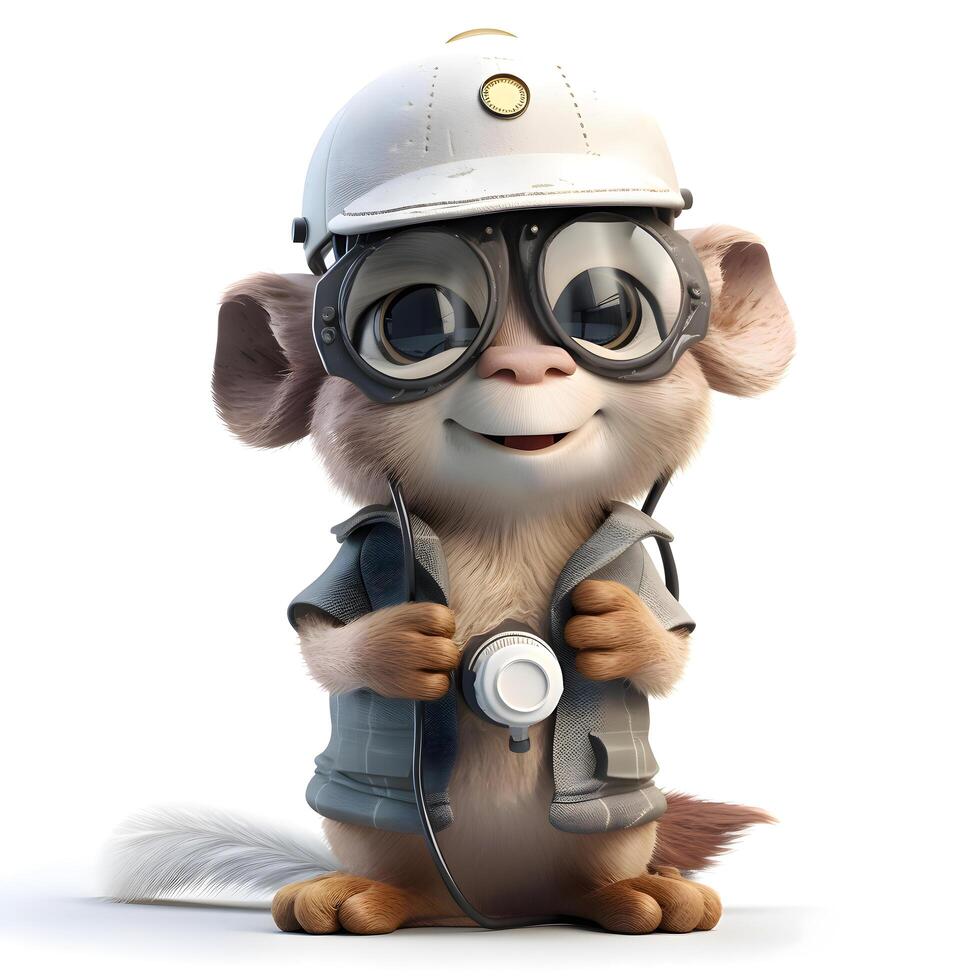 3D rendering of a cute cartoon chihuahua dog wearing a pilot's helmet., Image photo