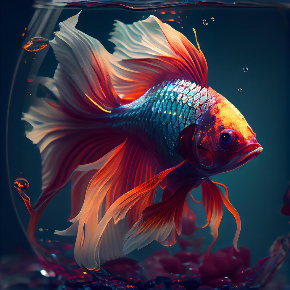 Siamese fighting fish Betta splendens in aquarium., Image photo