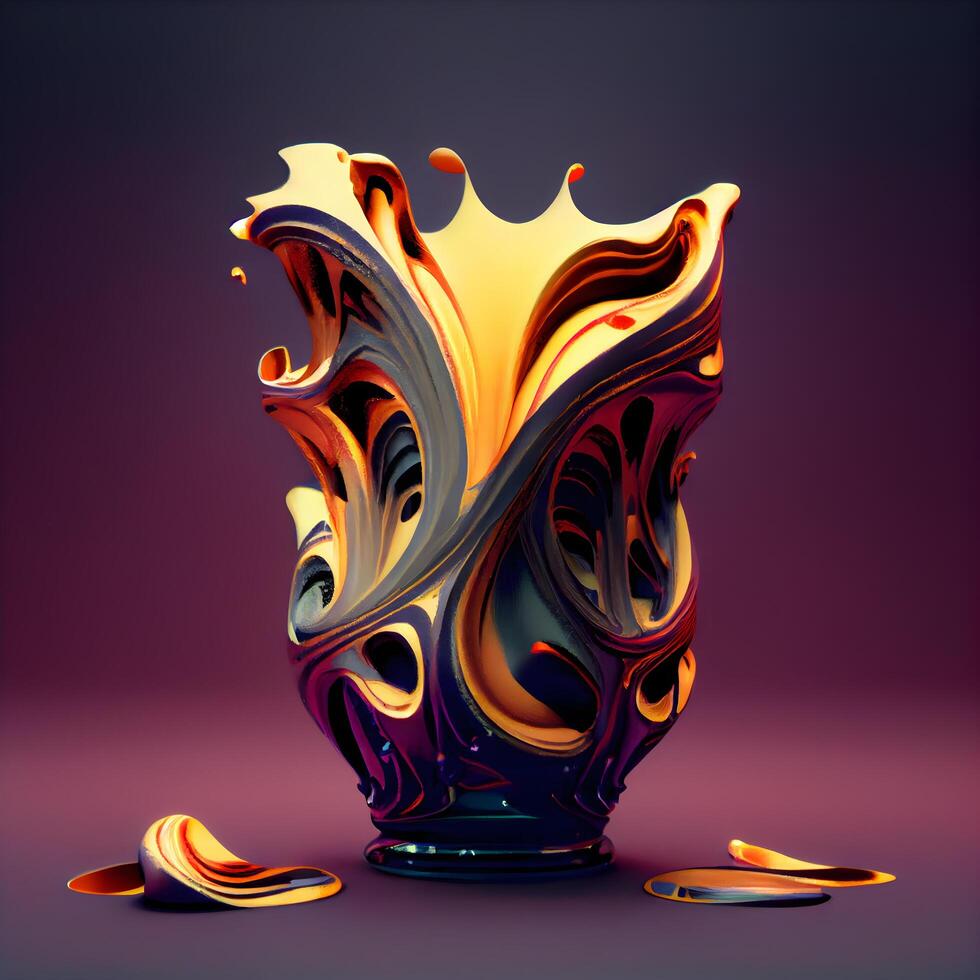 Abstract 3d rendering of vase. Futuristic background with geometric shapes., Image photo