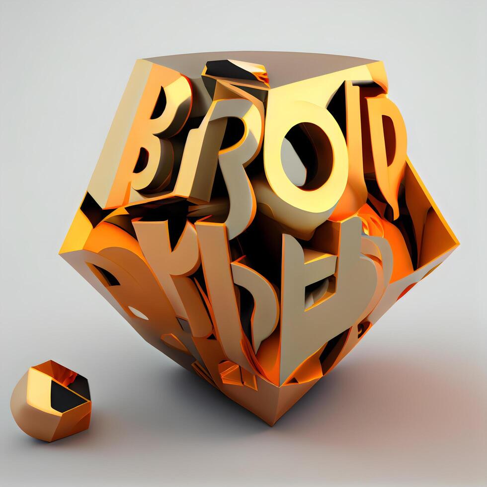 Big sale concept. 3D render of cubes with golden letters., Image photo