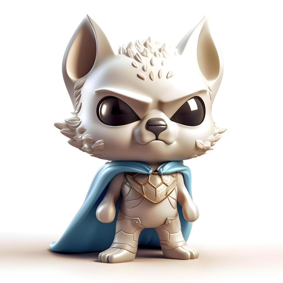 A cute cartoon alpaca with a blue cape and a golden belt., Image photo