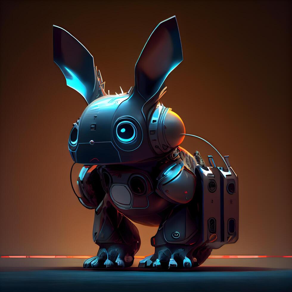 Robot with big ears. 3D rendering. Futuristic robot., Image photo