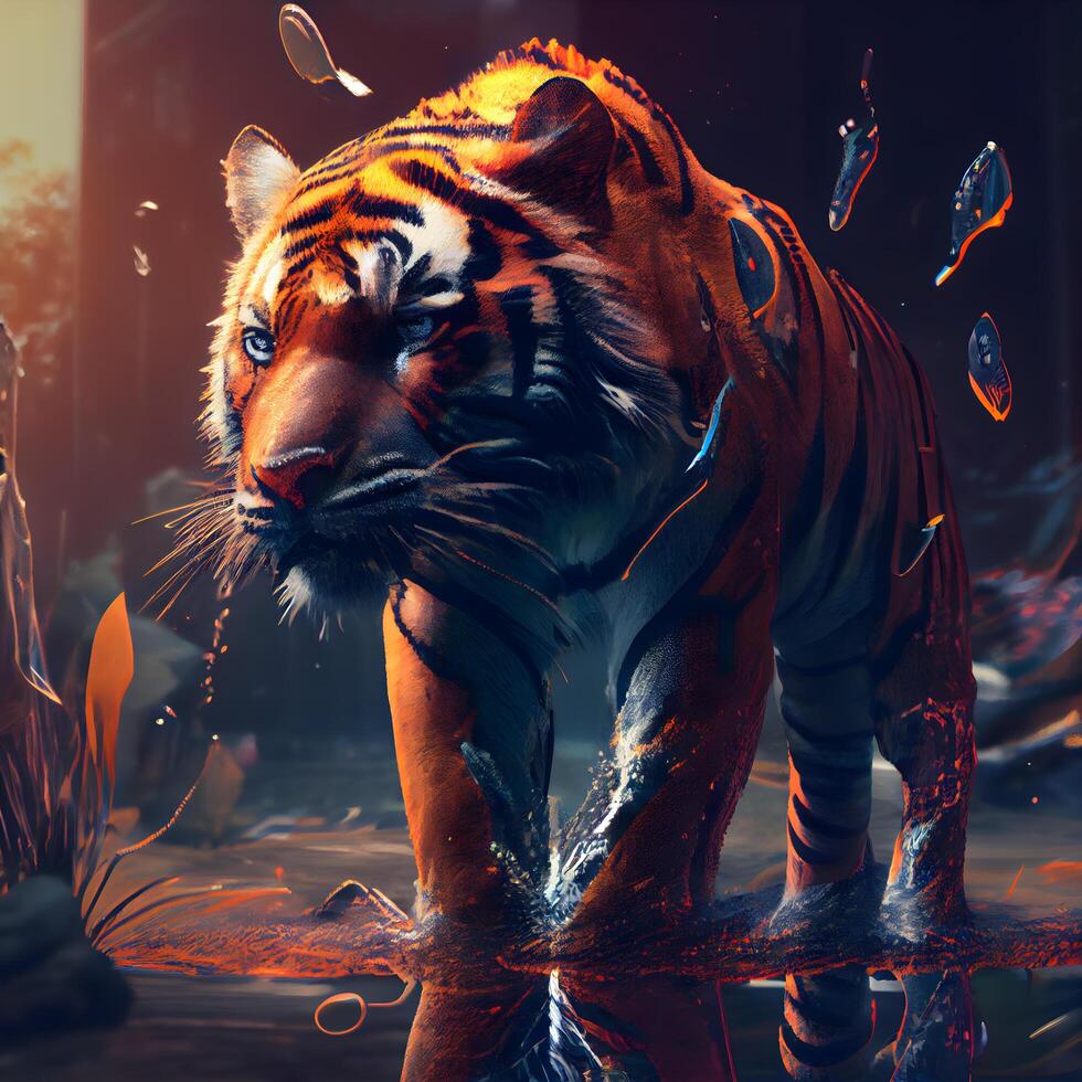 Tiger in the zoo. The tiger is a symbol of the year 2022., Image photo