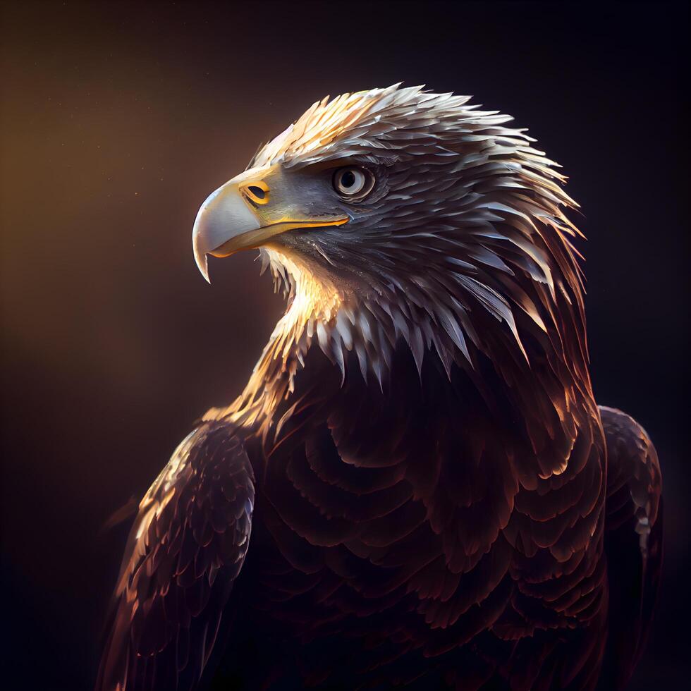 Portrait of a golden eagle on a dark background. Bird of prey., Image photo