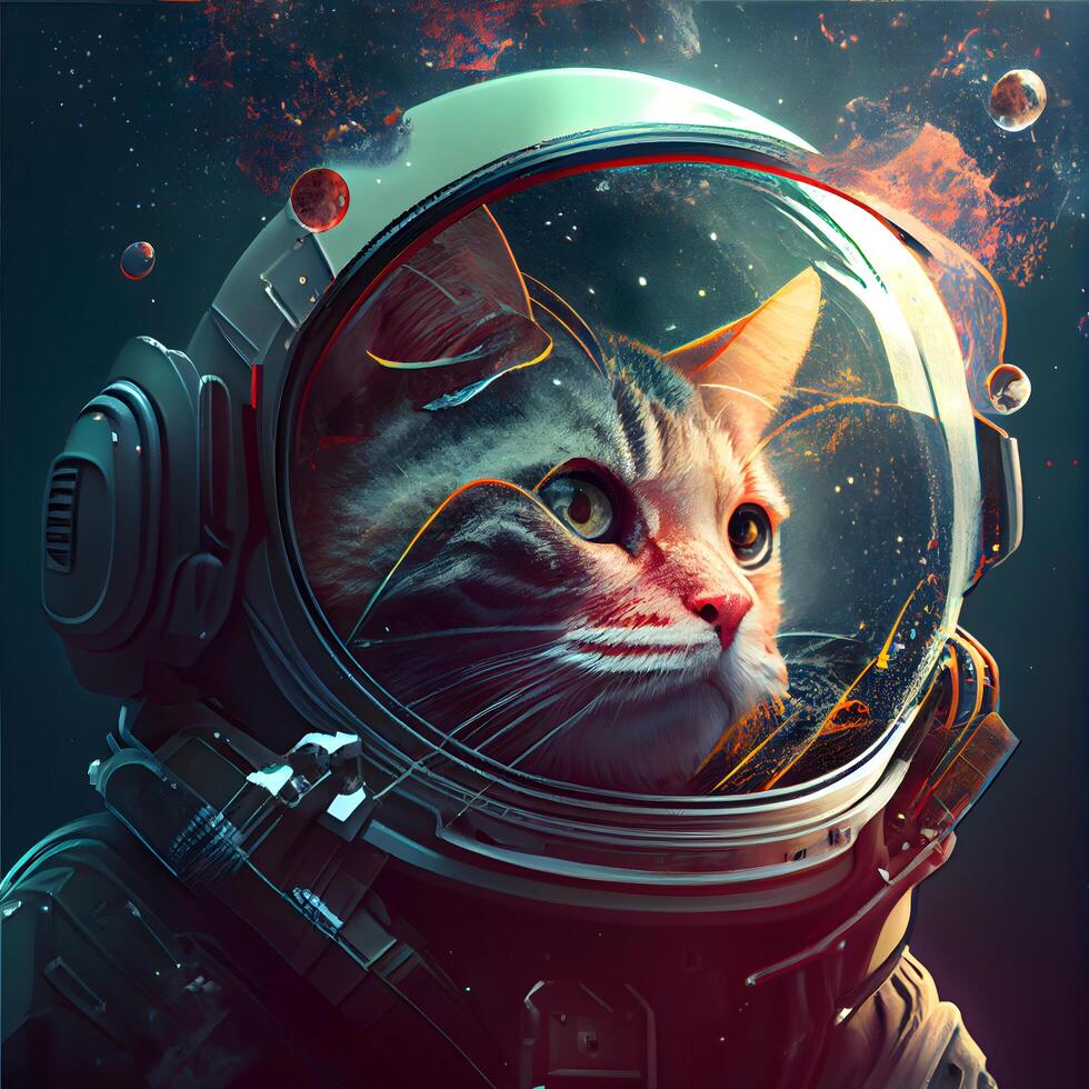 Astronaut cat in space helmet. Portrait of a cat., Image photo