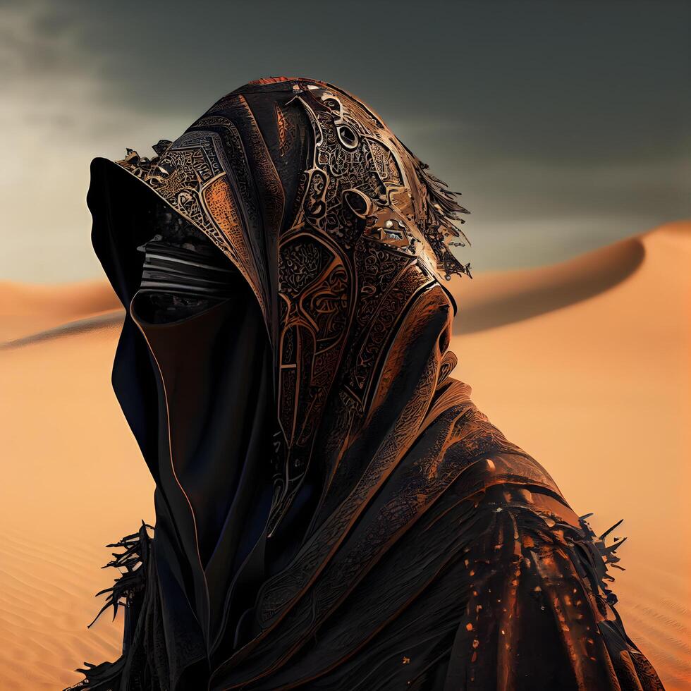 Arabian woman in the desert of Merzouga, Morocco, Image photo