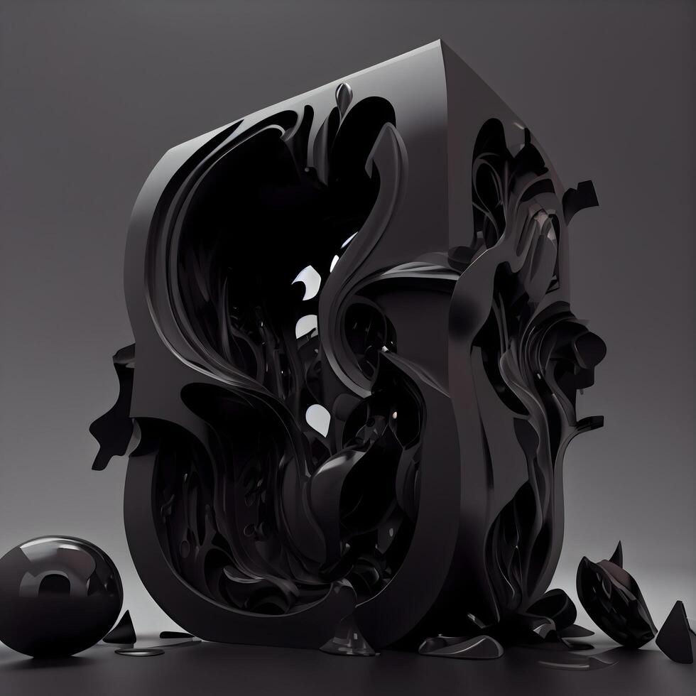 3d illustration of abstract geometric composition in black and gray color., Image photo