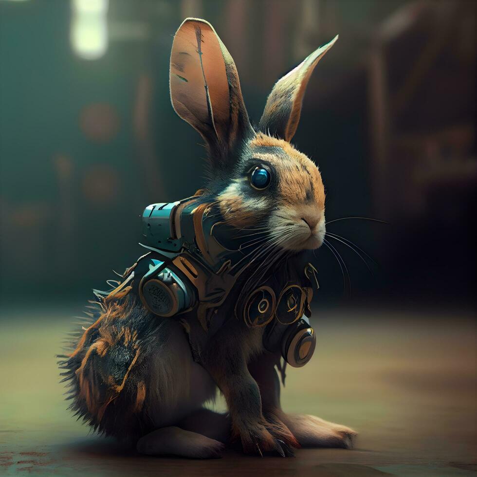 3d rendering of a cute little rabbit wearing a spacesuit., Ai Generative Image photo
