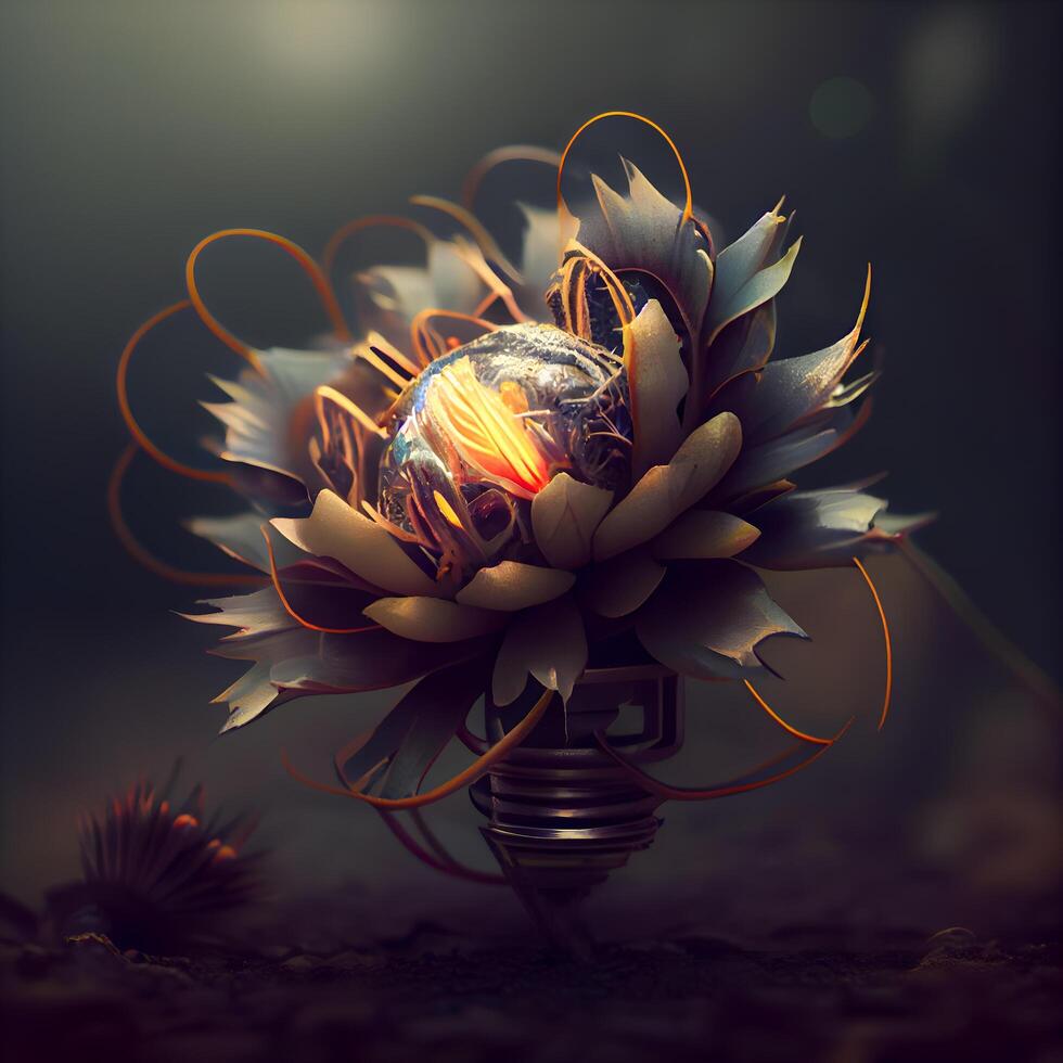 3d illustration of a planet in the form of a flower., Image photo