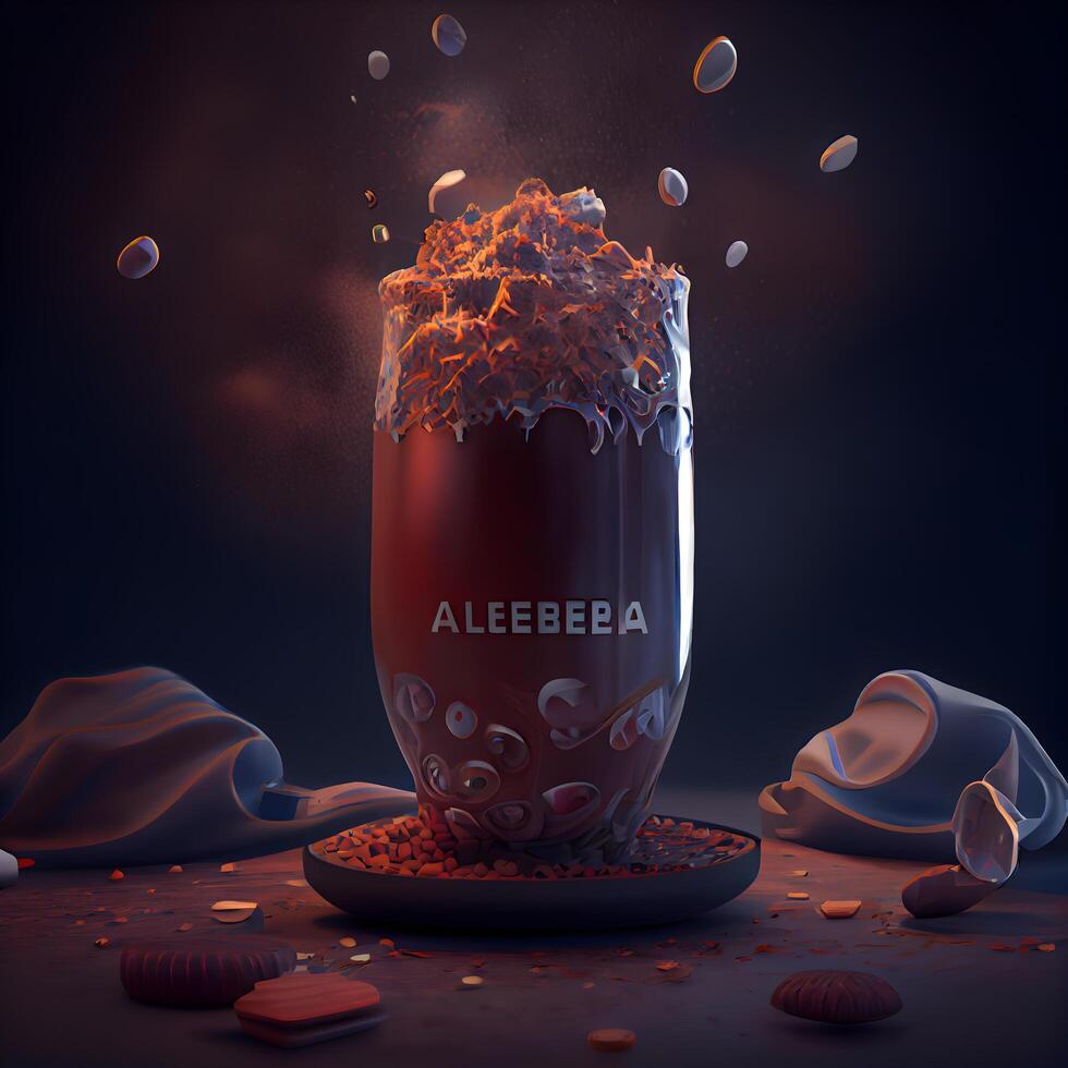 3D illustration of a glass jar with a burning candle inside., Image photo