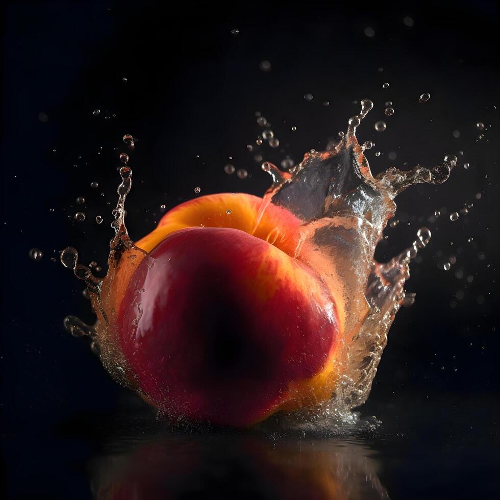 Apple with water splash, isolated on black background. Studio shot., Image photo