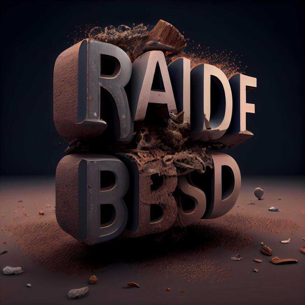 3D rendering of a roasted coffee bean with the word RADE BESTS, Image photo