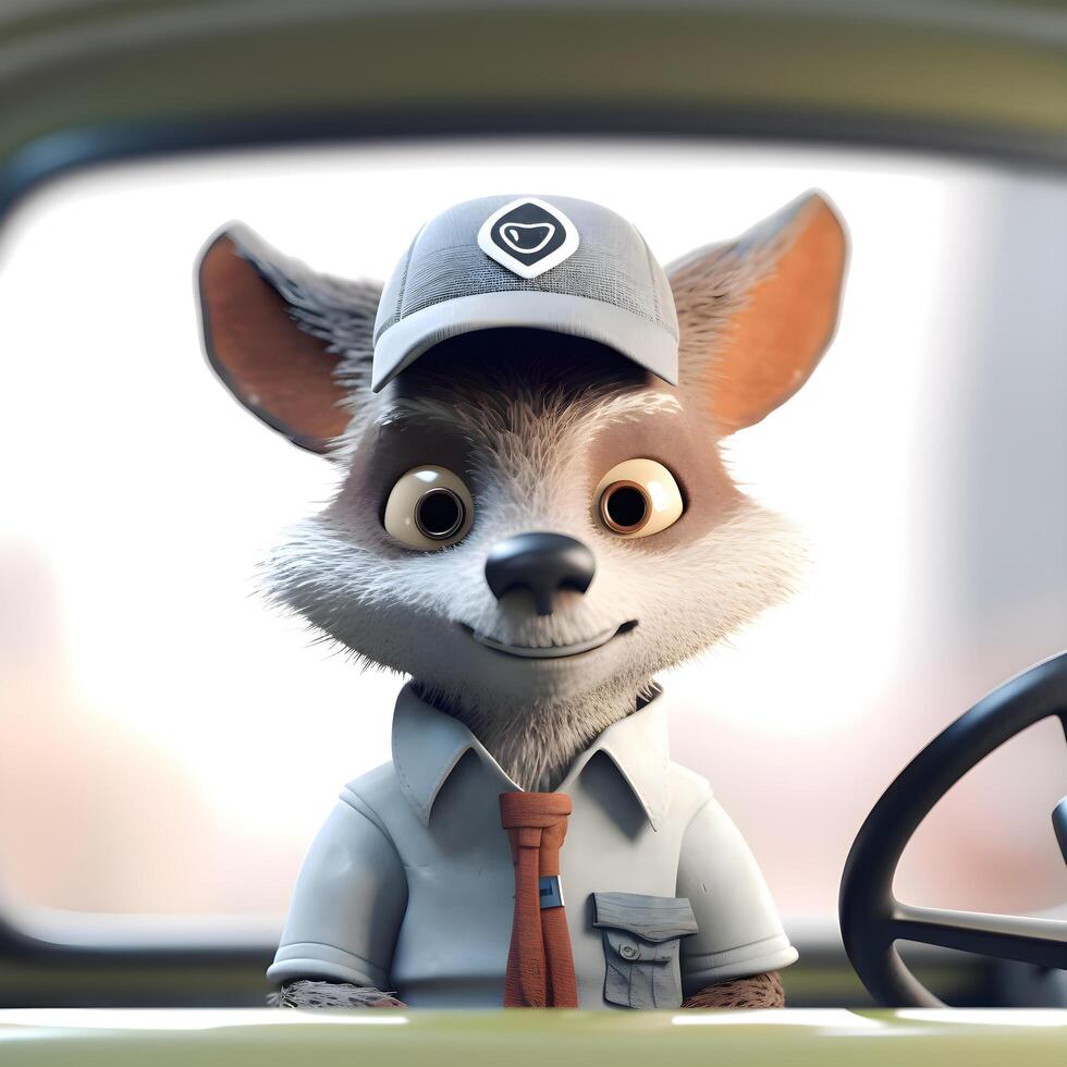 A closeup shot of a Cute Raccoon in a car., Image photo
