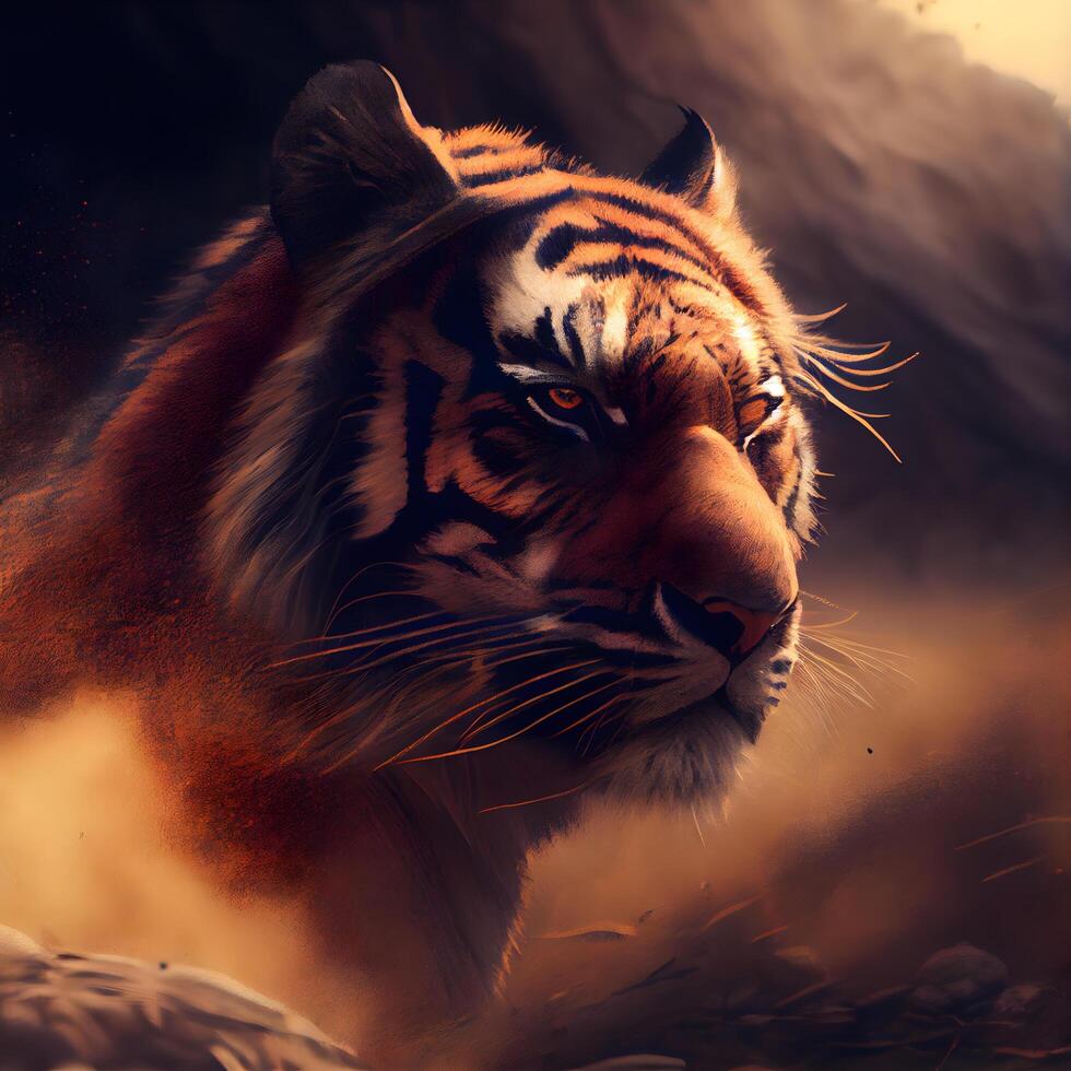 Siberian Tiger in the forest. Wildlife scene from nature., Image photo