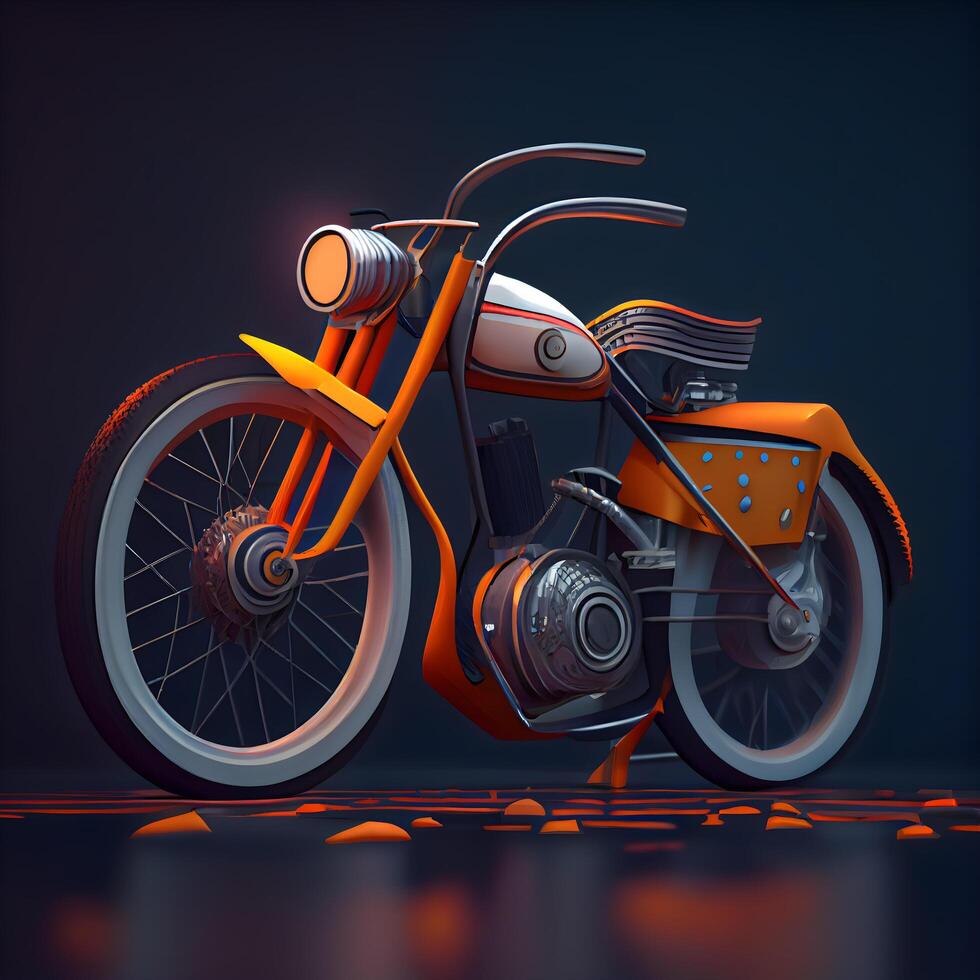 Retro motorcycle on a dark background. 3D illustration. ., Image photo