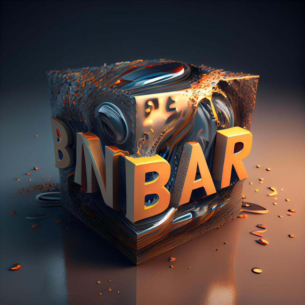 3d ilustración de un bimbar cubo con texto, ai generativo imagen foto