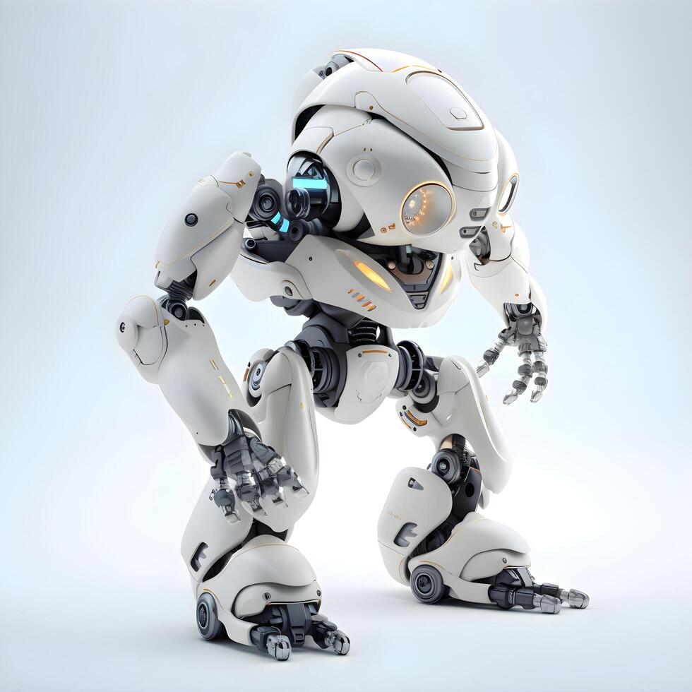 3D rendering of a robot isolated on white background. This is a computer generated and 3d rendered picture., Image photo