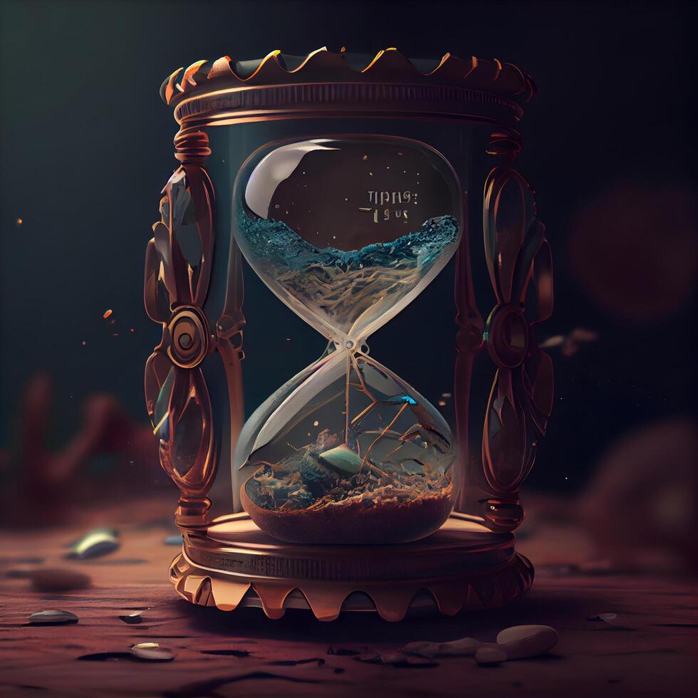 Hourglass with sand inside. Conceptual image of time passing., Image photo