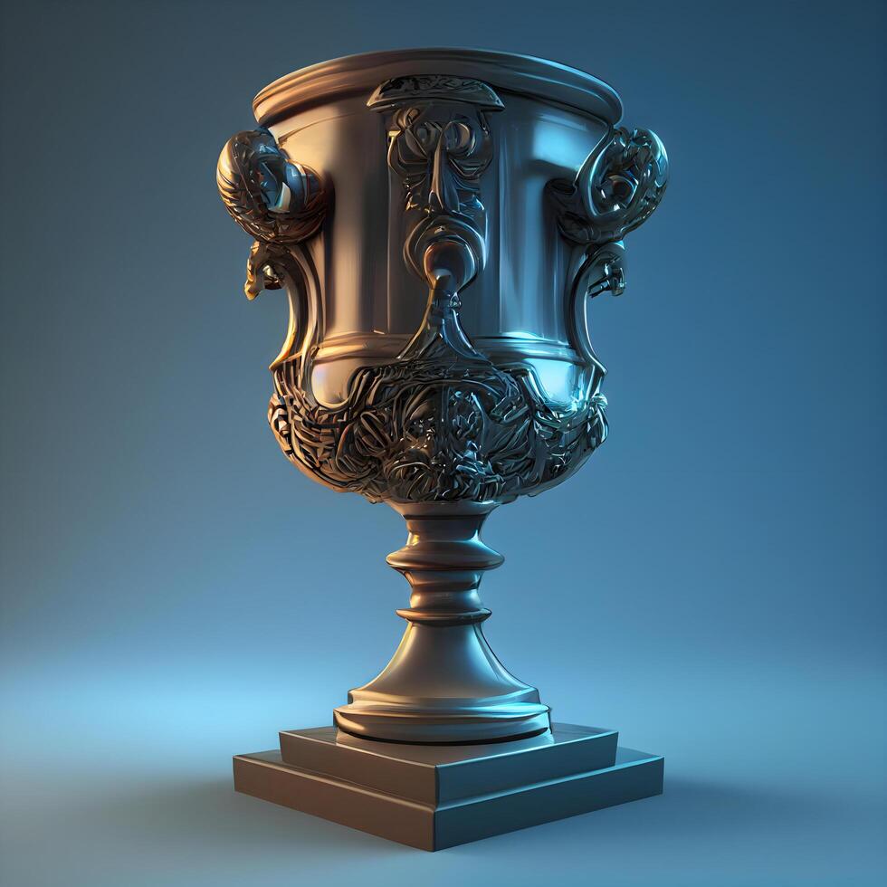 Medieval trophy on dark background. 3D rendering. Vintage style., Image photo