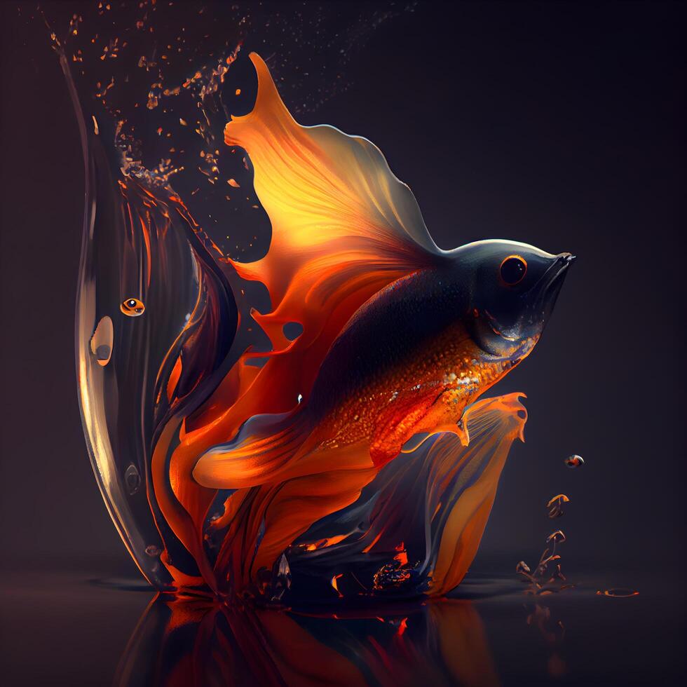 Goldfish in water. 3D illustration. Creative design element., Image photo