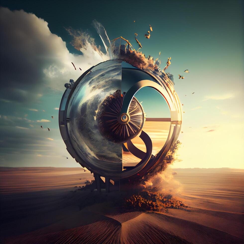 3D Illustration of a Planet in the desert. Conceptual image., Image photo