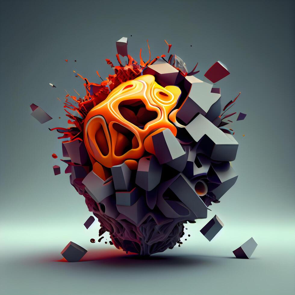 Abstract 3d rendering of chaotic shape. Futuristic background with geometric shapes., Image photo