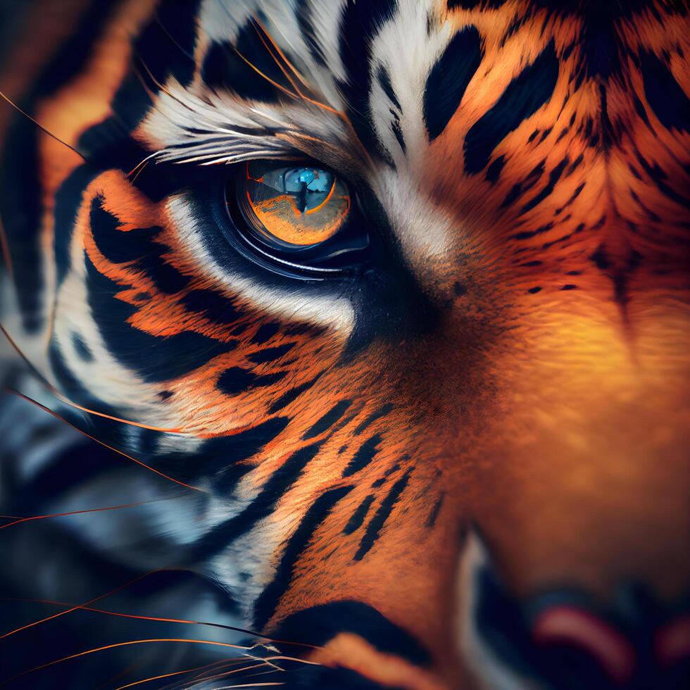 Close up of tiger's eye. Colorful portrait of tiger., Image photo