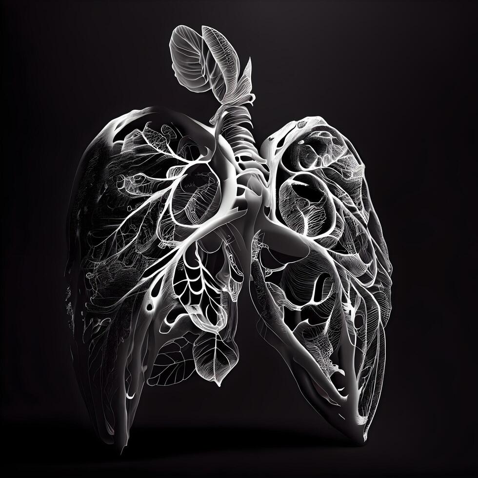 humano pulmones. 3d médico ilustración. anatomía de el humano cuerpo., ai generativo imagen foto