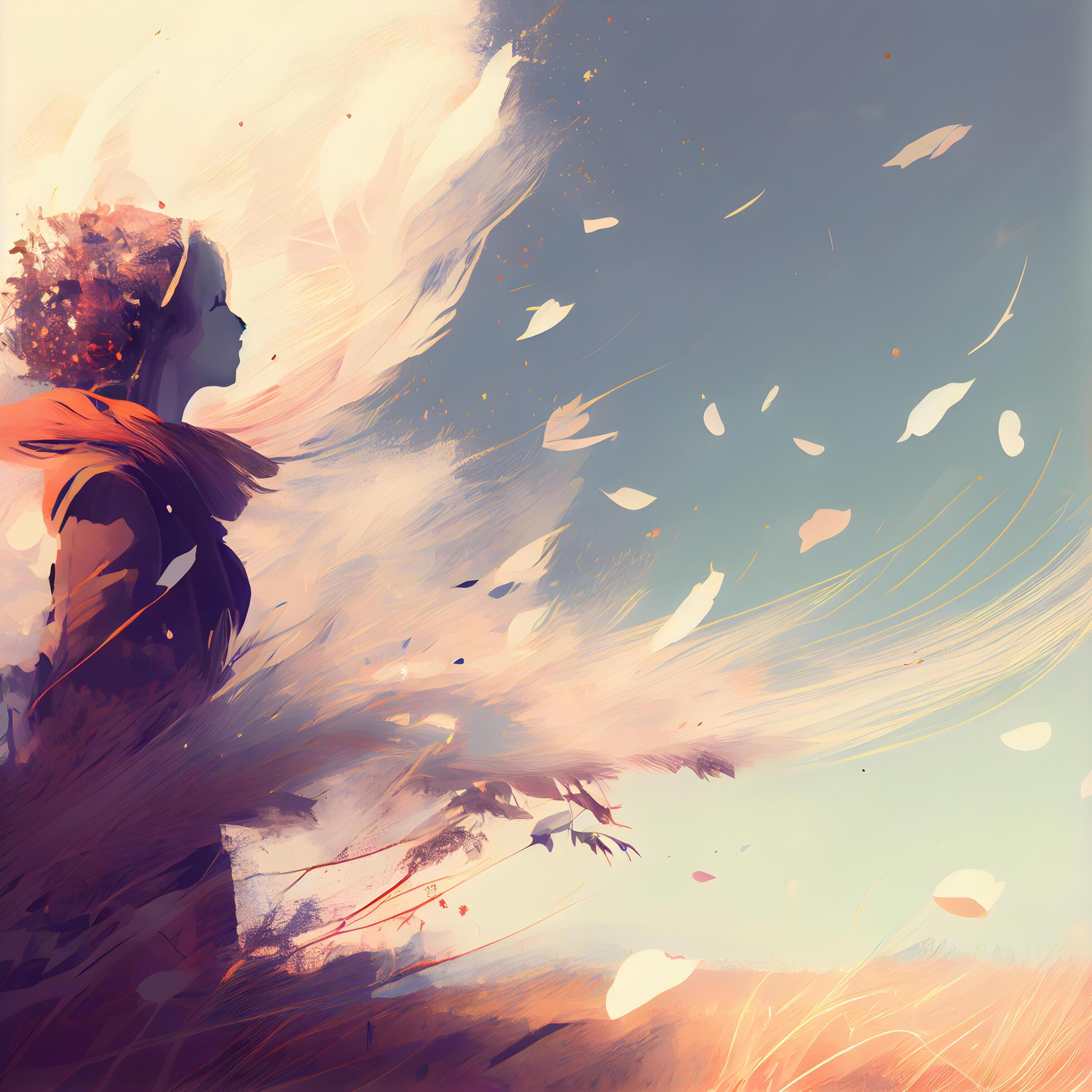 Anime Couple looking at Sunset, Anime Digital Art illustration for background  wallpaper. Generative AI Stock Illustration