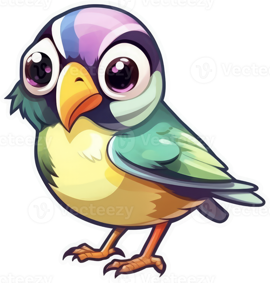 grappig en schattig vogel transparantie sticker, gouldian vink. ai generatief. png