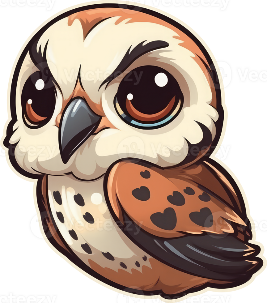 Funny and cute bird transparency sticker, American Kestrel. . png