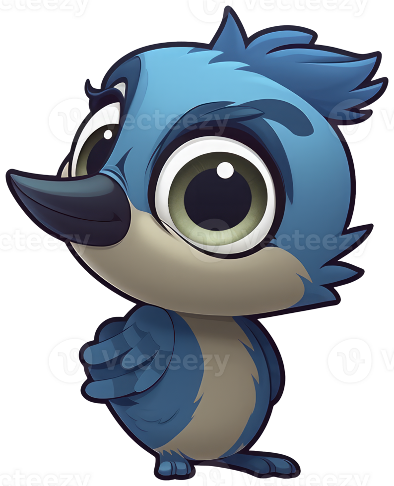 Funny and cute bird transparency sticker, Blue Jay. AI Generative