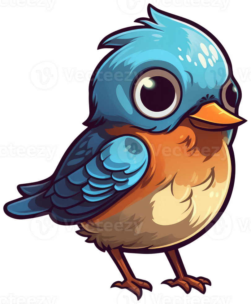 Funny and cute bird transparency sticker, Eastern Bluebird. . png