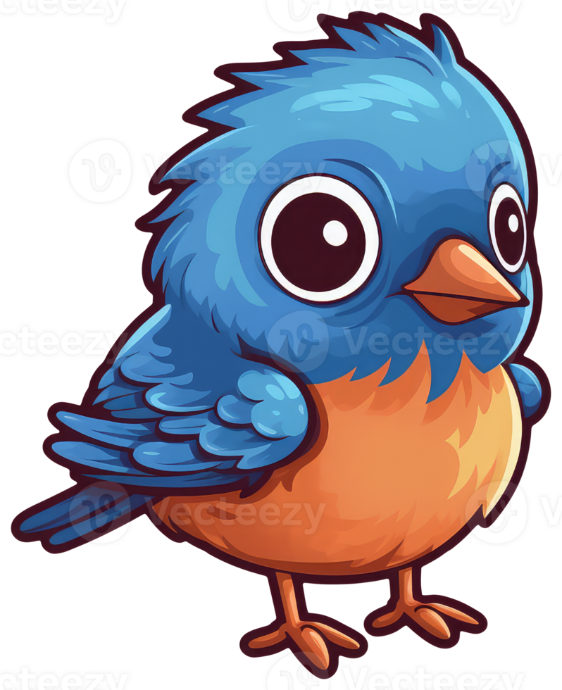 Funny and cute bird transparency sticker, Eastern Bluebird. . png