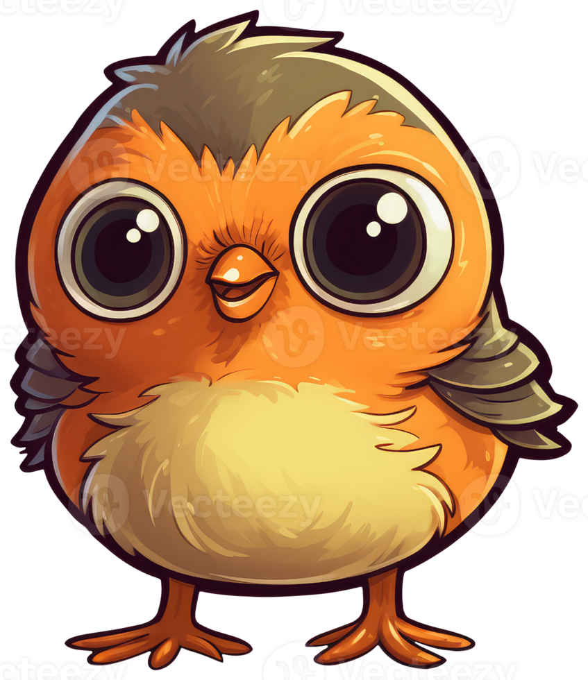 Funny and cute bird transparency sticker, European Robin. . png