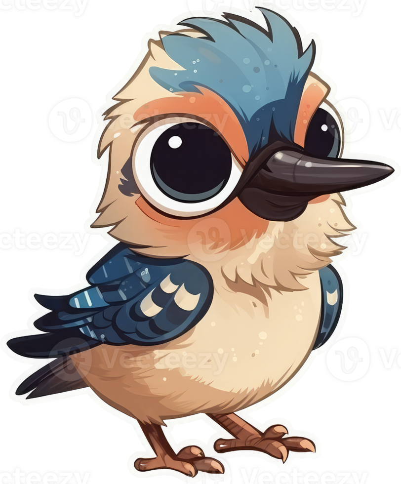 Funny and cute bird transparency sticker, Eurasian Jay. . png