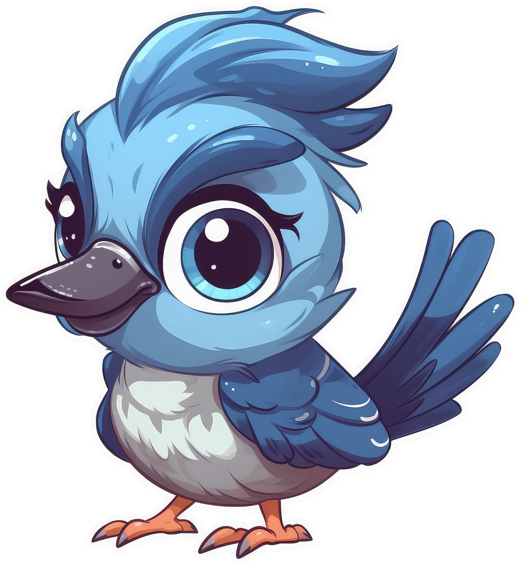 cartoon cute blue jay