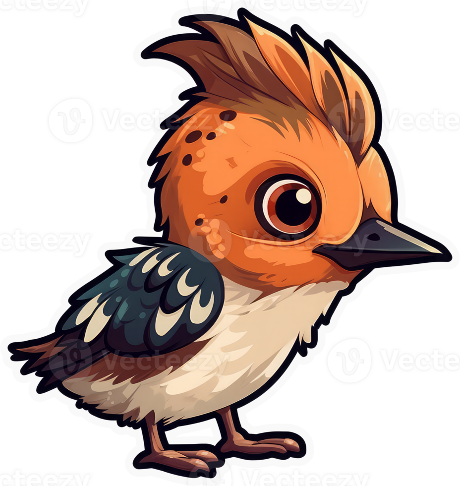 Funny and cute bird transparency sticker, Hoopoe. . png