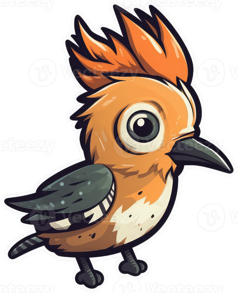 Funny and cute bird transparency sticker, Hoopoe. . png