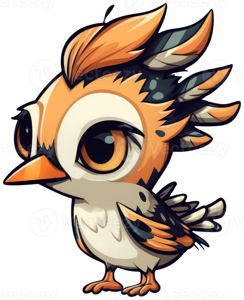 Funny and cute bird transparency sticker, Hoopoe. . png