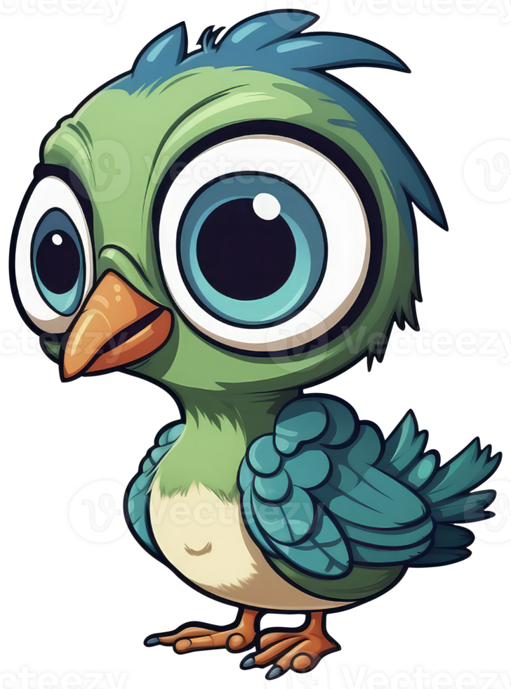 Funny and cute bird transparency sticker, Green Jay. . png