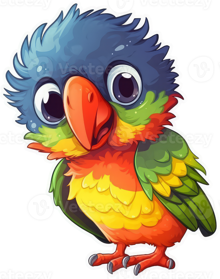 Funny and cute bird transparency sticker, Rainbow Lorikeet. . png